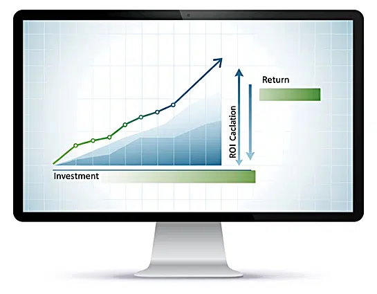 A computer screen displays a graph showing rising and falling values.