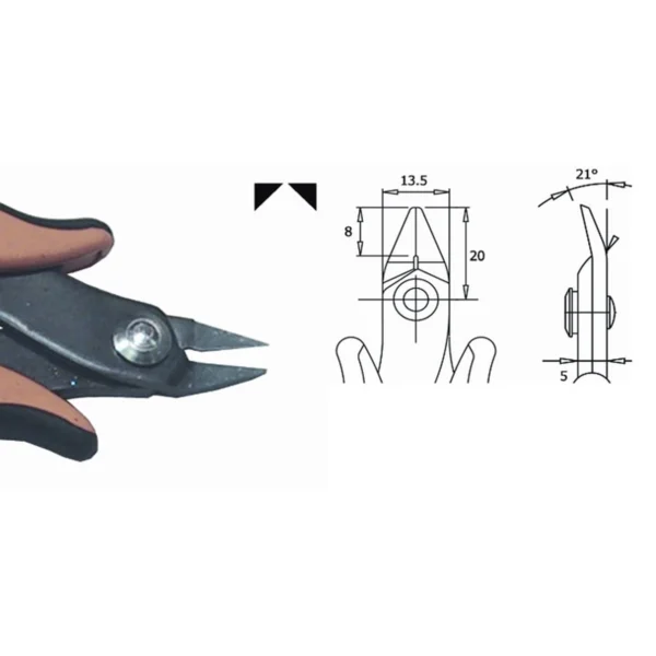 Terminal wire cut at 1.5 mm from the surface. Steel thickness 2.5 mm. Tool length 138 mm. Copper wire 1.30 mm – CP-TR2515