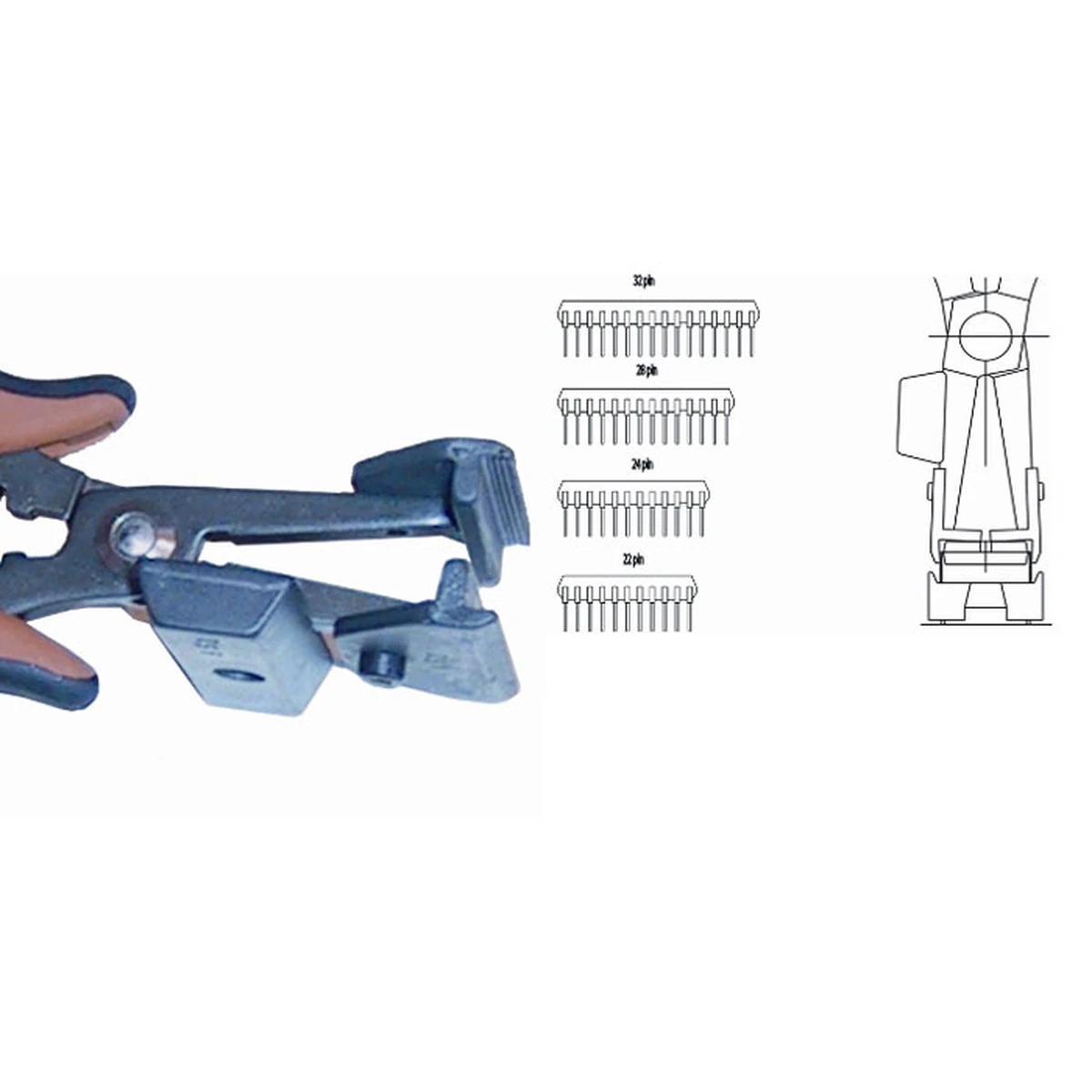 Extractor tool specially designed for the insertion and extraction of IC´s with 22-32 pins. ESD. Length 158mm – CP-PN5032D
