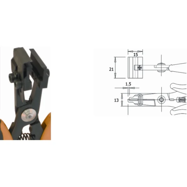 Tool for a clean & flush cut, pin length adjustable (min.1.5 - max.10mm). Steel thickness 5mm. Tool length 155mm – CP-PNI5015D