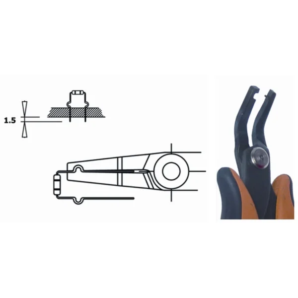 C-shape forming pliers bent at 45°. ESD. Steel thickness 3.0mm, Tool length 145mm – CP-PNR30D