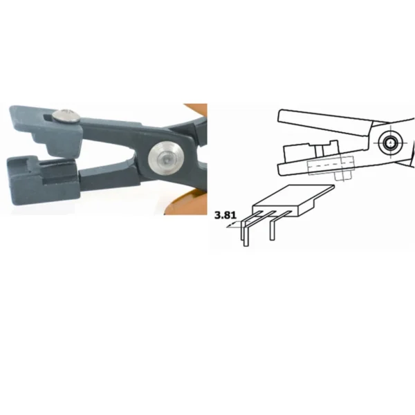 Forming pliers of component leads of TO220 in 90° angle, central lead will be 3.81mm longer than side leads – CP-PN5050-17D
