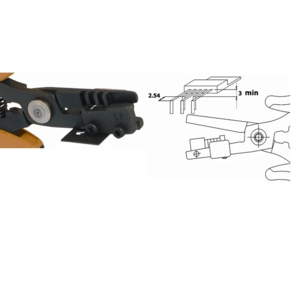 Forms the 5 component leads of TO 220 at 90°. Leads 2-4 will be shorter than leads 1-3-5 by 2.54mm – CP-PN5050-37D