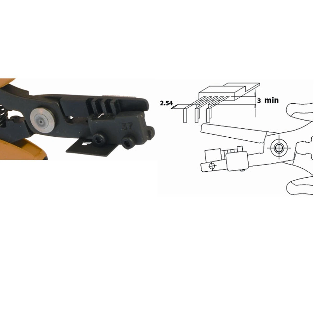 Forms the 5 component leads of TO 220 at 90°. Leads 2-4 will be shorter than leads 1-3-5 by 2.54mm – CP-PN5050-37D