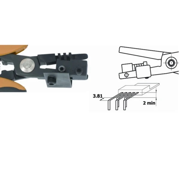 Forms the 5 component leads of TO 220 at 90°. Leads 2-4 will be shorter than leads 1-3-5 by 3.81mm – CP-PN5050-46D