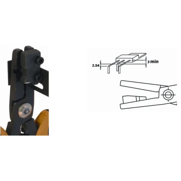 Forms the 3 component leads of TO 220 at 90°. Central Lead will be shorter than side leads by 2.54mm – CP-PN5050-7D