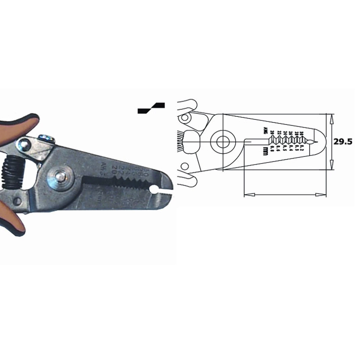 Can be used as shears, multi-diameter wire stripper and pliers. For Ø 0.25-0.81mm (30-20 AWG)Tool length 165mm – CP-CSP30.1D