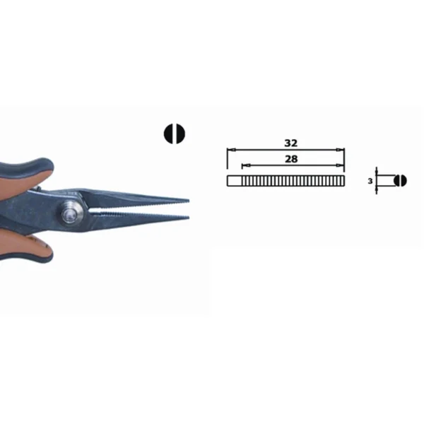 Ideal to be used in difficult to reach areas. Model making. ESD. Steel thickness 3.0mm, Length 160mm – CP-PN2017D
