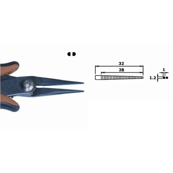 Ideal to be used in difficult to reach areas. Model making. ESD. Steel thickness 3.0mm, Length 160mm – CP-PN2015D