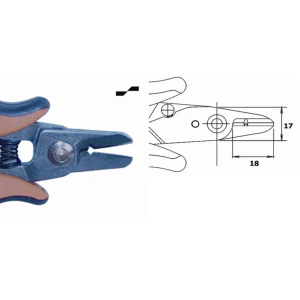 Can be used both as shears (Ø 1.3mm-16AWG) and wire stripper (Ø 0.4mm-26AWG). Tool length 144mm – CP-CSF30
