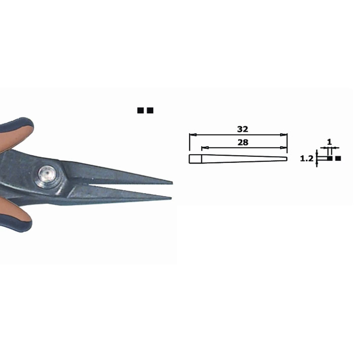 Ideal to be used in difficult to reach areas. ESD. Model making. Steel thickness 3.0mm, Length 160mm – CP-PN2006D