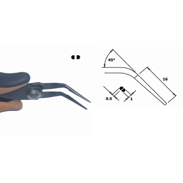 Smooth, bent at 45° with rounded external edges. ESD. Model making. Steel thickness 2.0mm, Length 147mm – CP-PN2002PMD