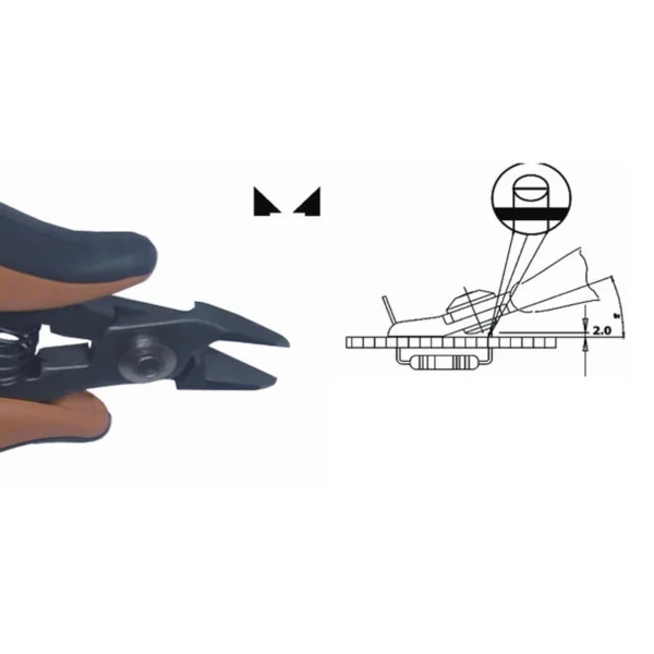 Cuts component lead at 2 mm from the surface. Steel thickness 5.0 mm. Tool length 140 mm. Copper wire 1.6 mm – CP-TR5020