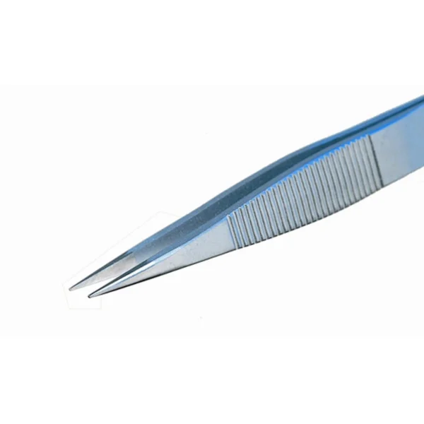 Tweezers with flat and thick tips, externally serrated, Length 120mm – CP-00B