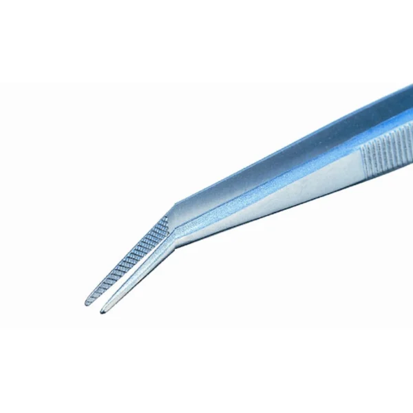 Tweezers for assembly, with bent tips, serrated internally and externally on the handles, Length 160mm – CP-19P