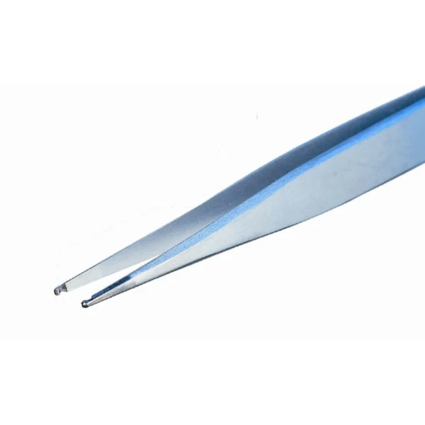 Tweezers with a hole on the tip, Ø 1mm, for handling of wires and small components. Length 120mm – CP-38