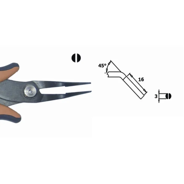 45° abgewinkelt mit glatter Innenfläche. ESD. Klingenstärke 3,0 mm, Länge 152 mm. – CP-PNB2018D