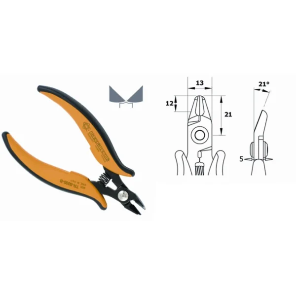 Geeignet für Kunststoffe. Klingenstärke 5,0 mm. Werkzeuglänge 138 mm. Kupferdraht 1,63 mm. – CP-TR5000B