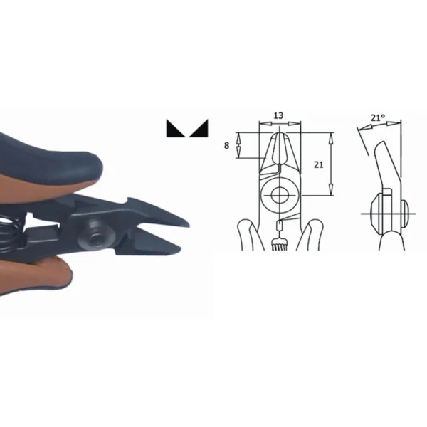 Klingenstärke 5,0 mm. Werkzeuglänge 138 mm. Kupferdraht 2,0 mm. – CP-TR5000RD